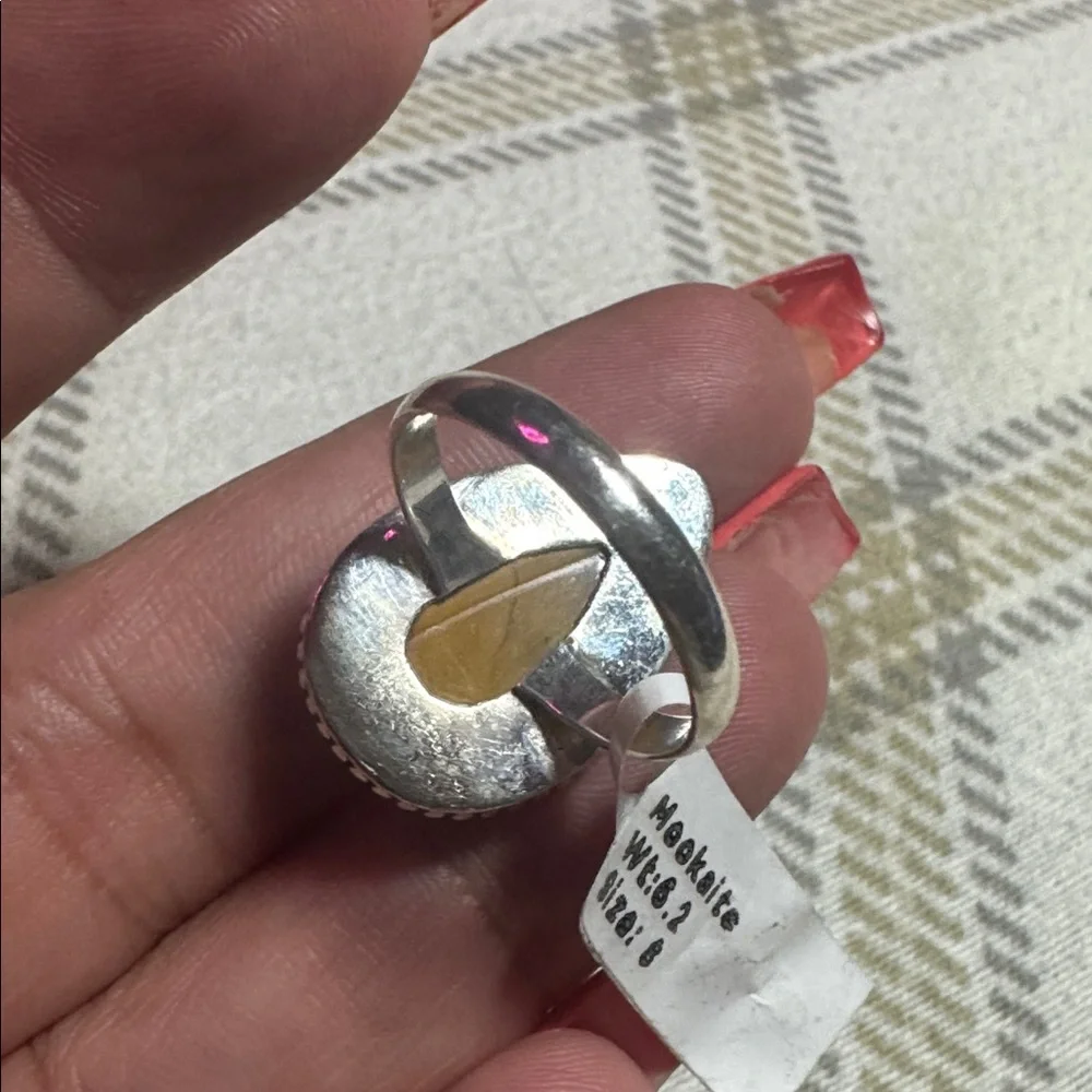 Sterling Silver Mookaite Jasper Teardrop Ring Statement Boho Gem Size 8